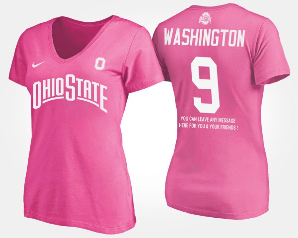 Ohio State Buckeyes Adolphus Washington Men's #92 Pink Ladies With Message College Football T-Shirt 2404APXQ5